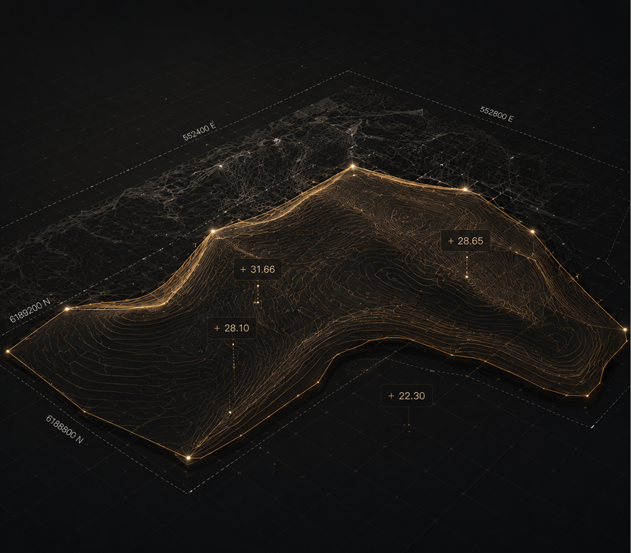 Measured site elevation and contour data visualization